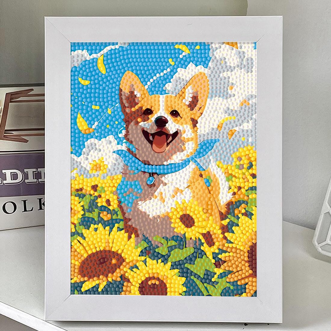 Amazon.co.jp: LEADINTOP ダイヤモンドアート 犬 15x20cm 額縁付き